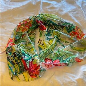 Tropical Floral Sheer Scarf